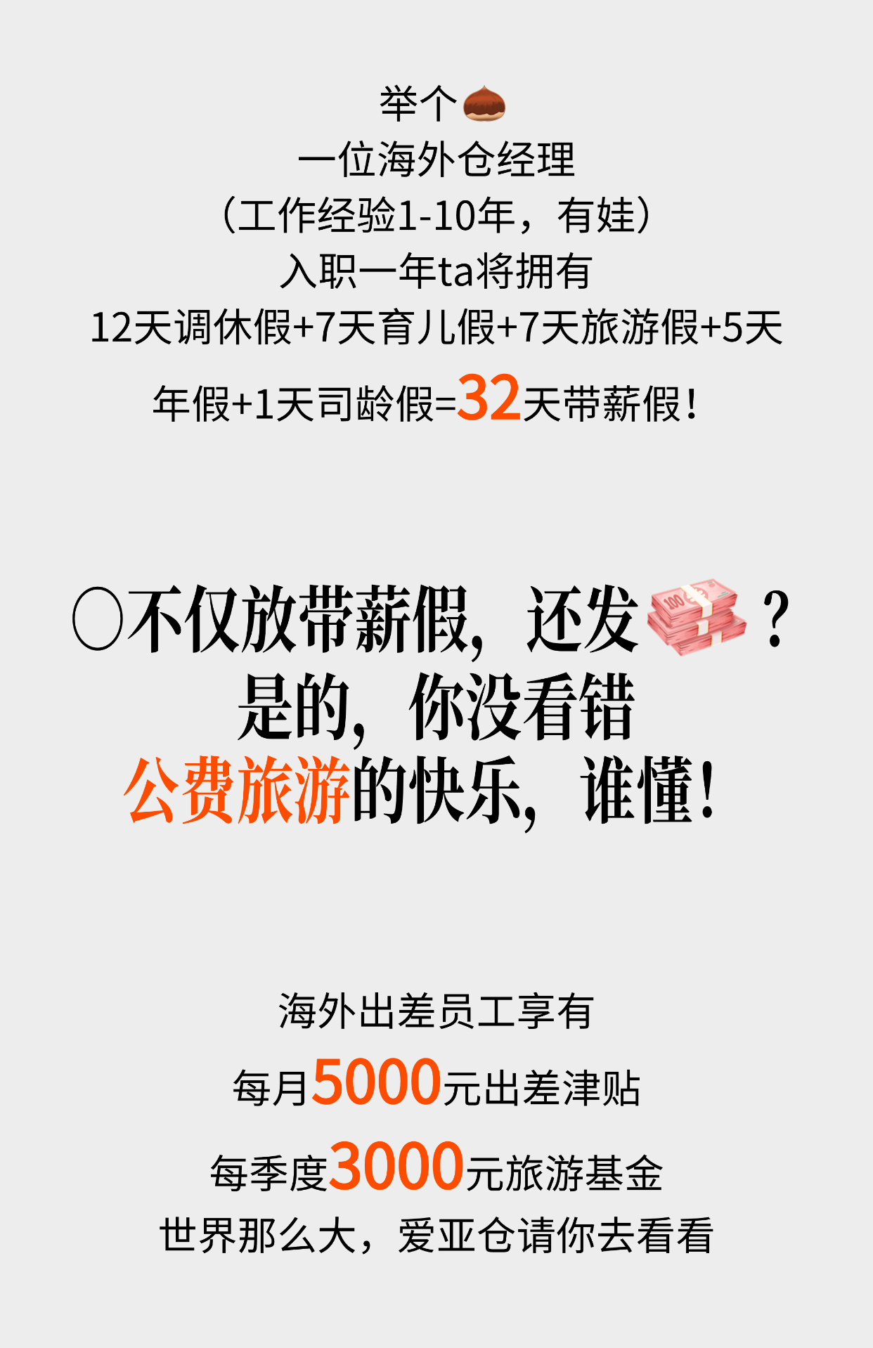 入职一年最高32天带薪假！每季度还有旅游津贴，这家神仙公司在线摇人！插图1爱亚仓
